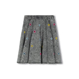 Hello Yellow Black Denim Grommets Skirt