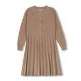 One Child Gold Cosmo Metallic Pleated Dress