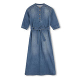 Vibe Denim Midi Belted Dress