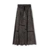 Vibe Gray Denim Tencil Seamed Button Down Skirt