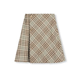 Papillon Plaid Big Panel Box Pleat Skirt