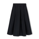 Mallory and Merlot Black Taffeta Pleated Midi Skirt