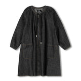 Hello Yellow Black Denim Swing Zipper Dress