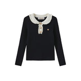 Valen Vee Navy Zalli Ruffle Collar Sweater