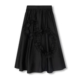 Mallory and Merlot Black Poplin Ruffle Detail Skirt