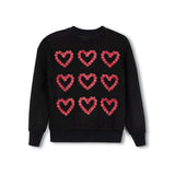 Hello Yellow Black Pom Pom Heart Sweatshirt
