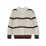 Harper James Oatmeal Stripe Cable Knit Sweater