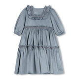 Lilou Blue Taffeta Tiered Knee Gown