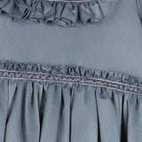 Lilou Blue Taffeta Tiered Knee Gown