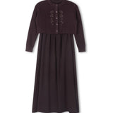 Lilou Plum Maxi Robe With Embroidered Cardigan