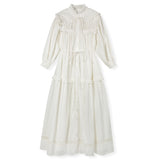 Minimal White Linen Detailed Midi Dress