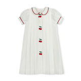 One Child White Tessa Cherry Pleated Dress