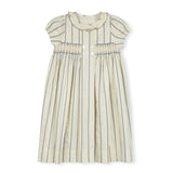 One Child Cream Lewis Handsmocked Striped Dress