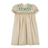 Papillon Cream Smocked Embroidered Baby Doll Dress