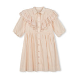 Lilou Peach Cotton Lace Ruffle Dress
