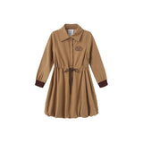 Creative Genius Tan James Drawstring Bubble Hem Dress