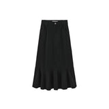 Valen Vee Black Silo Corduroy Midi Skirt