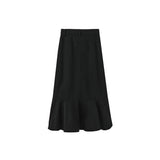 Valen Vee Black Silo Corduroy Midi Skirt