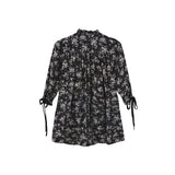 Papillon Black Floral Ruffle Neck Dress