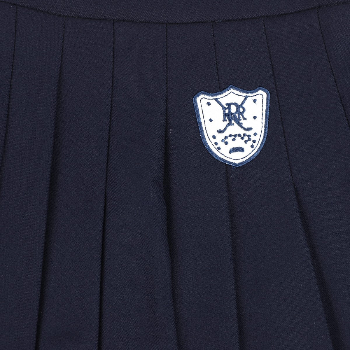 Bamboo Navy Pleated Emblem Skirt