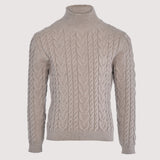 Lilou Mauve Chunky Cable Knit MockNeck Sweater