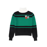 Valentina Green Patch Applique Turtleneck