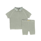 Le Bourdon Sage Cable Knit Shorts Set