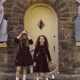 Bonjour Burgundy Double Breasted Emblem Dress