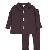 Lil Legs Eggplant Button Front Lounge Set