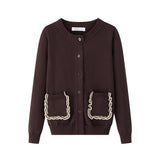 Coco Blanc Burgundy Ruffle Cardigan