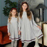 Nou Nelle Light Grey Pleated Button Dress