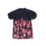 Christina Rohde Black Floral Border Pleated Dress