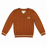 Teela Caramel Cable Trim V Neck