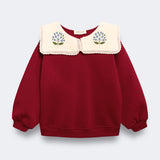 Birinit Petit Cherry Embroidered Collar Sweatshirt