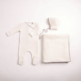 Bee & Dee Chalk White Classic Stitch Velour Take Me Home Set