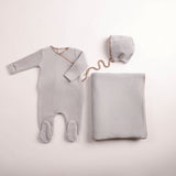Bee & Dee Dusty Blue Classic Stitch Velour Take Me Home Set