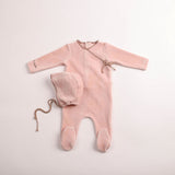 Bee & Dee Rose Classic Stitch Velour Footie Set