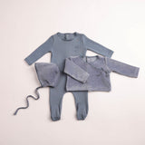 Bee & Dee Blue Haze Classic Stitch Wrap Footie Set