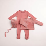 Bee & Dee Dusty Pink Classic Stitch Wrap Footie Set