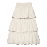 Coco Blanc Ivory W/ Taupe Ruffled Skirt
