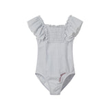 Coco Blanc Striped Ruched Swimsuit