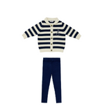 Coco Blanc Navy/Cream Shawl Collar Set