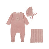 Bee & Dee Champagne Pink Crochet Velour Take Me Home Set