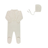 Looms Ivory Cable Pointelle Footie Set