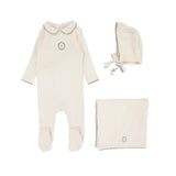 Lilette Cream/Oat Emblem Embroidered Layette Set
