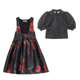Pip+Pio Black Low Cut Floral Jumper With Organza Shirt