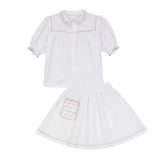 Calla Lili White/Dusty Pink Scalloped Linen Set