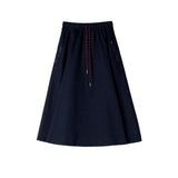 Soir Navy Mila Midi Skirt