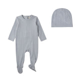 Minimoi Cloud Blue Faux Cable Knit Footie Set