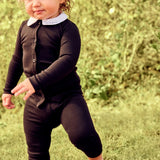 Parni Black Collar Cardigan Set